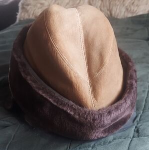 Vintage Suede Leather Brown Ear Flap Hat Size XL (I'm assuming it fits me Lol)
